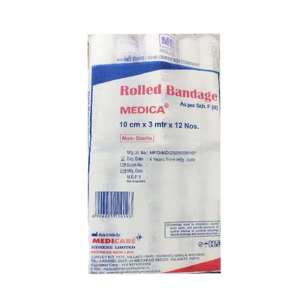 Netmeds | Medica Rolled Bandage (10 cm x 3 m) 12's