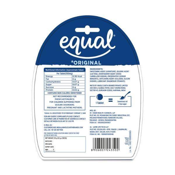Equal Original Sweetener Tablet (Pack of 3 x 300's) 1's - Sugar Substitute