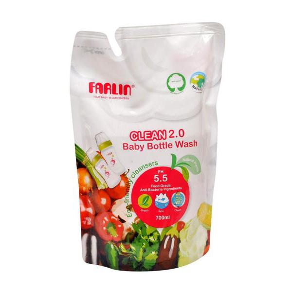 Farlin Clean 2.0 Baby Bottle Wash Liquid Refill Pack 700 ml - Baby Safety