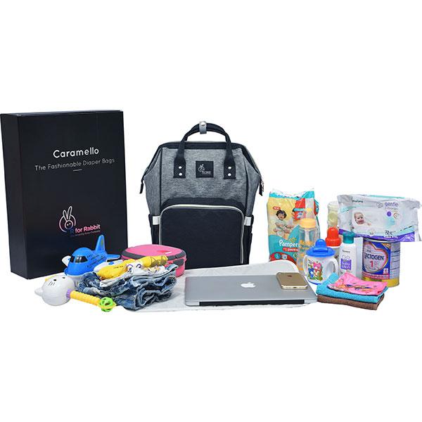 R for Rabbit Caramello Diaper Bag - Black Grey - Diapers & Wipes