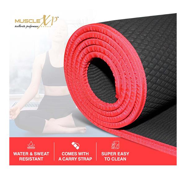 MuscleXP EVA Yoga Mat with Carrying Strap - Black 1's - Workout Essentials