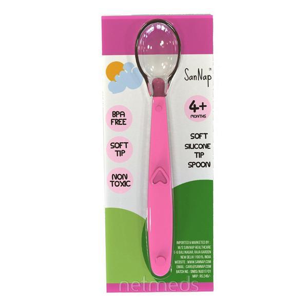 Sannap Soft Silicone Tip Spoon- Pink - Feeding & Nursing