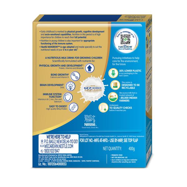 Nestle Nangrow (2-5 Years) Powder 400 gm - Creamy Vanilla Flavour (Refill Pack) - Baby And Infant Supplements