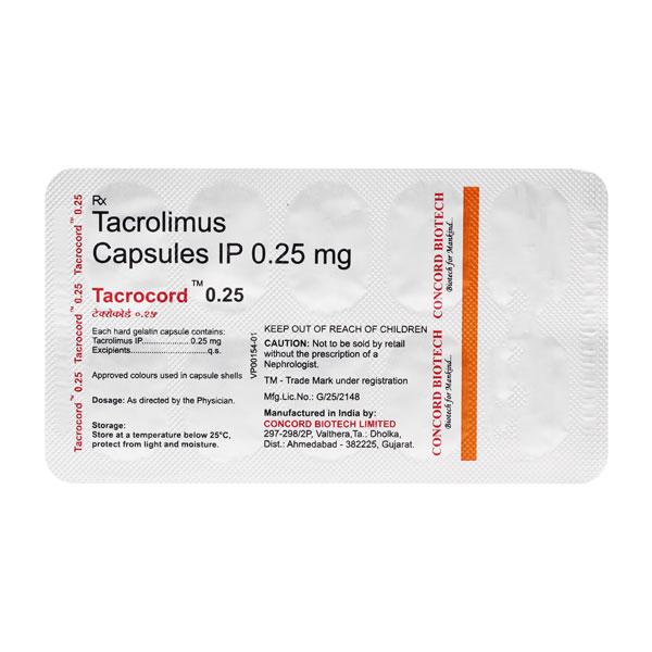 TACROCORD 0.25mg Capsule 10's - Auto Immune Disease-Imm