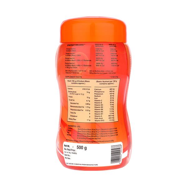 Endura Mass Weight Gain Powder - Kesar Pista Flavour 500 gm - Weight Gain