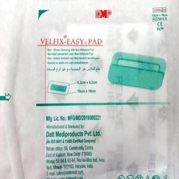 Netmeds | Velfix - Easy + Pad Non Woven Dressing with Non Adherent Pad (5512E) (10 cm x 10 cm) 1's
