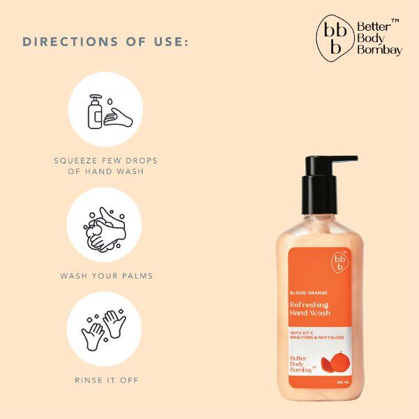 BBB Better Body Bombay Refreshing Hand Wash- Blood Orange 300 ml - Hand Wash & Soaps