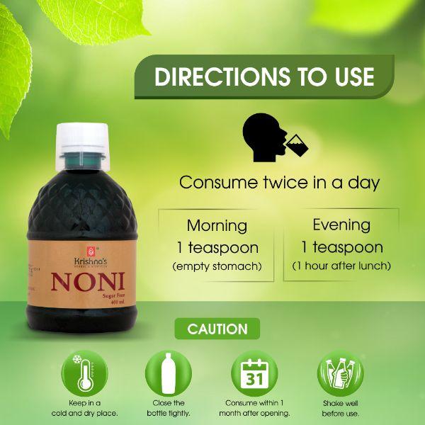 Krishna's Herbal & Ayurveda Noni (Sugar Free) Juice 400 ml - Ayurvedic Juices