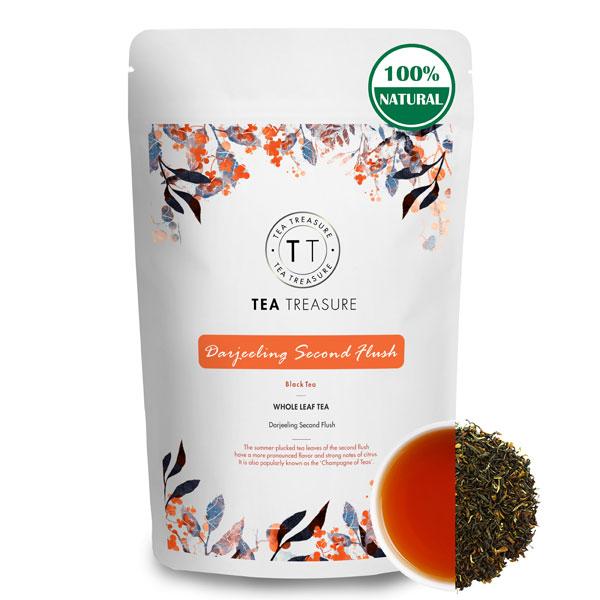 Tea Treasure Black Tea Leaves - Darjeeling Second Flush 50 gm (Pouch) - Teas