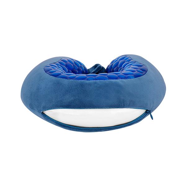 VIAGGI U Shape Cooling Gel Silicon Memory Foam Travel Neck Pillow - Blue - Pads And Pillows