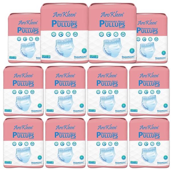 AroKleen Premium Pull Ups Disposable Adult Diaper (XL) (96 cm - 165 cm) (Pack of 12 x 10's) 1's - Adult Diapers & Pads
