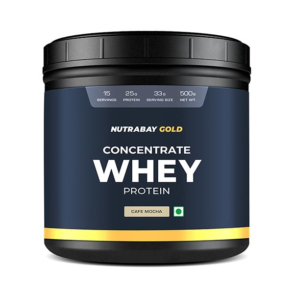 Netmeds | Nutrabay Gold Concentrate Whey Protein - Cafe Mocha 500 gm