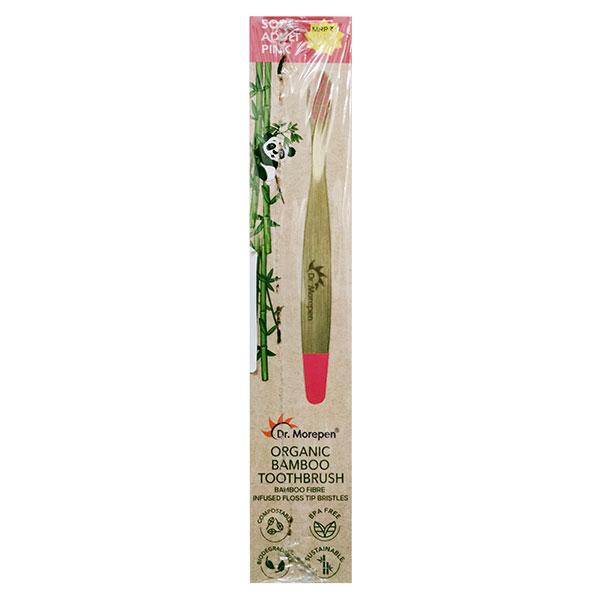 Dr. Morepen Organic Bamboo Adult Toothbrush Combo Pack (Soft) (Purple 1's + Pink 1's) - Toothbrushes