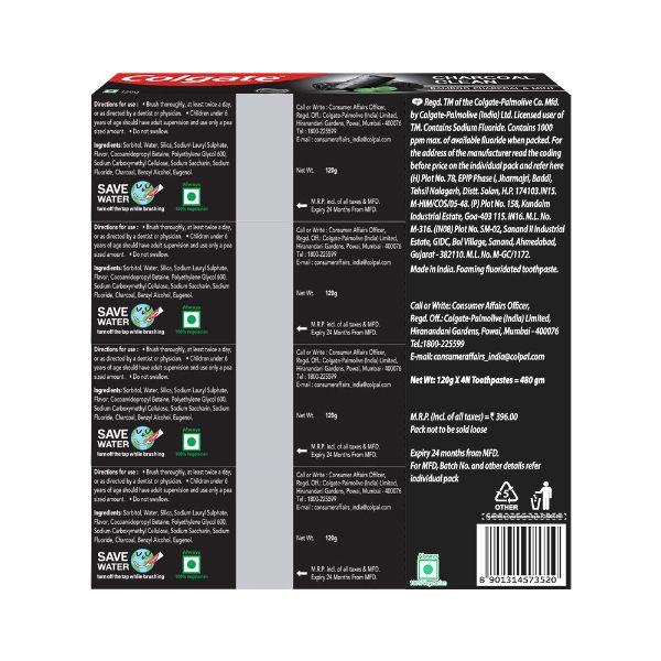 Colgate Charcoal Clean Toothpaste - Bamboo Charcoal and Mint (Pack of 4 x 120 gm) - Toothpaste