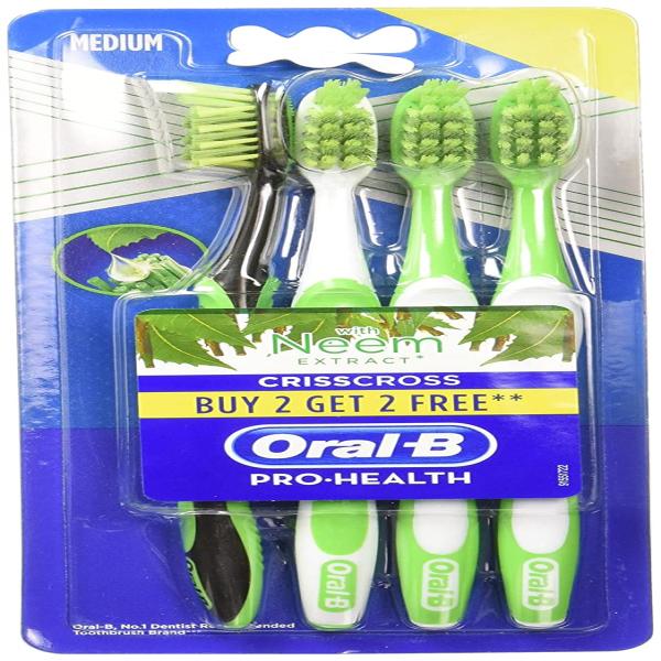 Netmeds | Oral-B Pro-Health CrissCross with Neem Extract Toothbrush - Medium (Buy 2 Get 2)