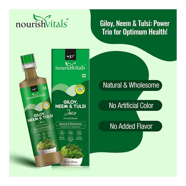 NourishVitals Giloy, Neem & Tulsi Juice 500 ml - Ayurvedic Juices