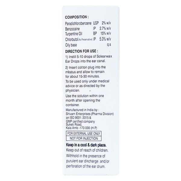 SOLEARWAX Ear Drops 10ml - Ear Conditions-Oth