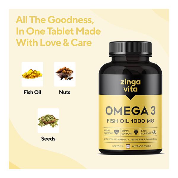 Zingavita Omega 3 Fish Oil 1000 mg Softgel Capsule 60's - Omega Fish Oil Fatty Acids