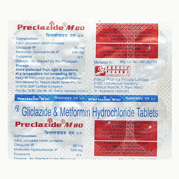 PRECLAZIDE M 80/500mg Tablet 10's - Diabetes-Ant