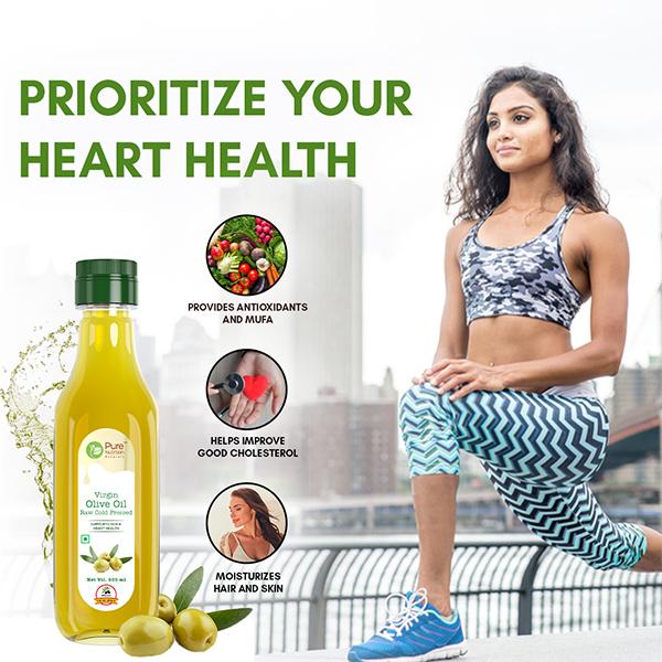 Pure Nutrition Cold Pressed Raw Virgin Olive Oil 500 ml - Hair & Skin