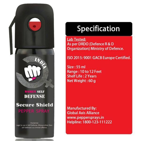 Secure Shield Self Defense Pepper Spray (Pack of 10 x 55 ml) - Others