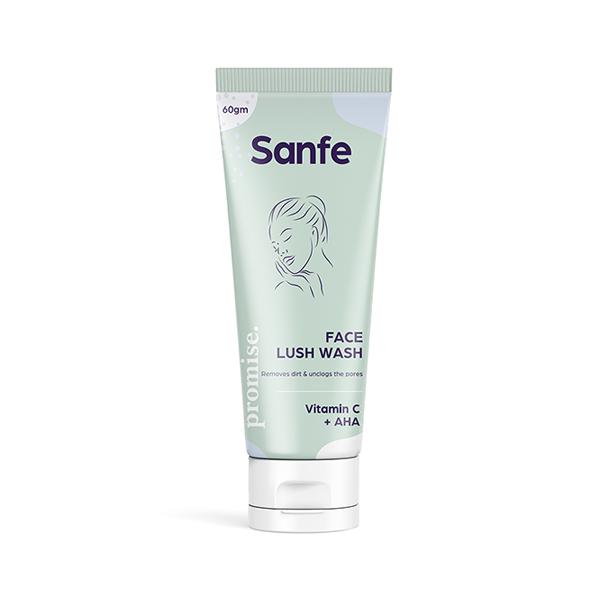 Sanfe Promise Face Lush Wash - Vitamin C + AHA 60 gm - Face Washes