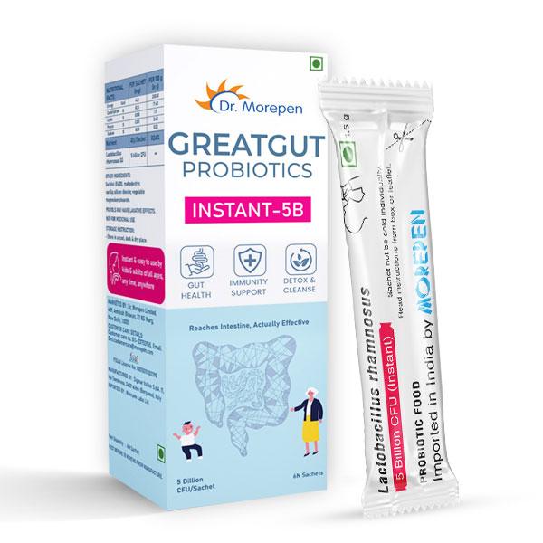 Netmeds | Dr. Morepen Greatgut Probiotics Instant -5B Sachet (Pack of 6 X 1.5 gm)