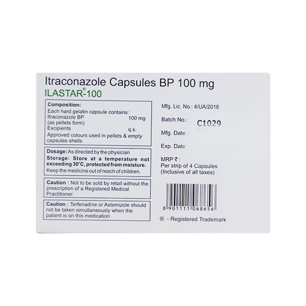 ILASTAR 100mg Capsule 4's - Fungal Infections-Anf