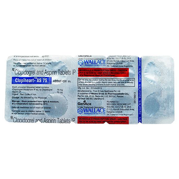 CLOPIHEART AS 75 Tablet 10's - Blood Clot-Ant
