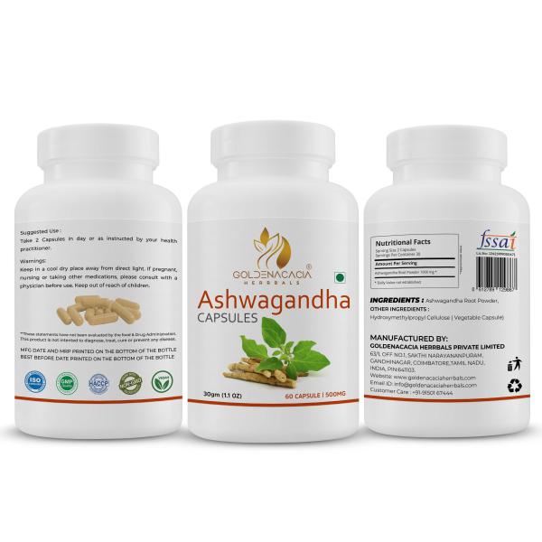 Goldenacacia Herrbals Ashwagandha 500 mg Capsule 60's - Ashwagandha
