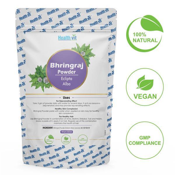 HealthVit Natural Bhringraj Powder (Eclipta Alba) 100 gm - Herbal Dietary Supplement