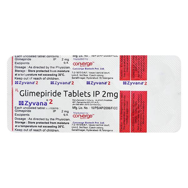 Zyvana 2mg Tablet 10'S - Diabetes-Ant