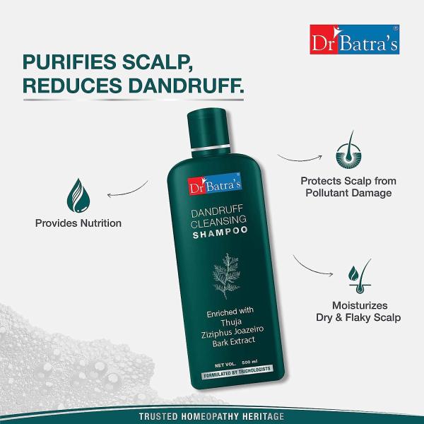 Dr Batra's Dandruff Cleansing Shampoo 500 ml + Hair oil 100 ml + Hair Vitalizing Serum 125 ml - Hair Treatment