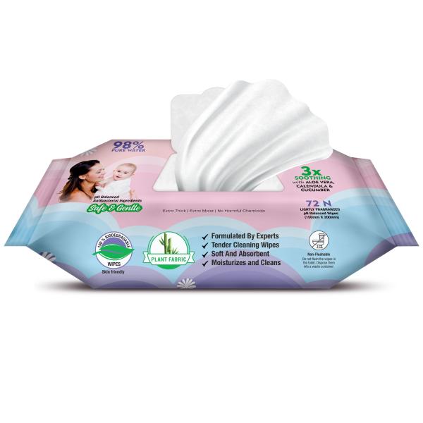 Mom & World Baby Wipes - Aloe vera Calendula & Cucumber 72's - Diapers & Wipes