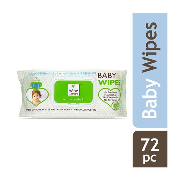 Bebe Nature Natural Biodegredable Wet Baby Wipes 72's - Diapers & Wipes