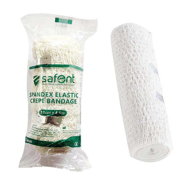 Netmeds | Safent Spandex Elastic Crepe Bandage (10 cm X 4.5 m)