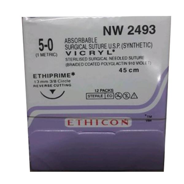 Johnson & Johnson Ethicon Vicryl Absorbable Surgical Suture (5-0) (45 cm) (NW2493) 1's - Sutures
