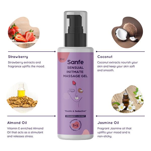 Sanfe Sensual Intimate Massage Gel - Strawberry & Coconut 50 ml - Intimate Care