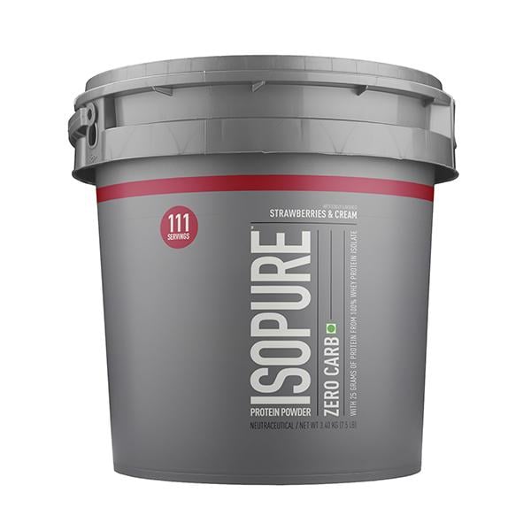 Isopure Zero Carb Protein Powder - Strawberries & Cream Flavour 7.5 lb - Workout Essentials
