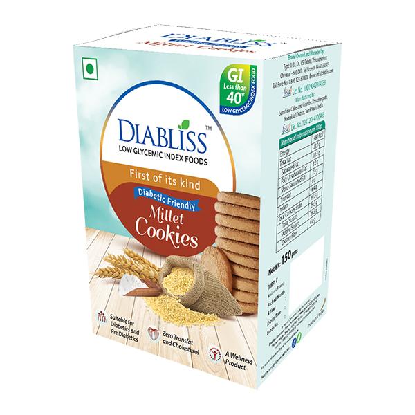 Diabliss Diabtic Friendly Millet Cookies 150 gm - Nutritional Bars