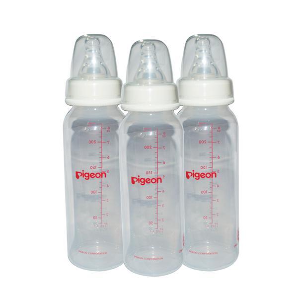 Pigeon Peristaltic Nursing Bottle Rpp Nipple Combo (M) (Pack of 3) - White 240 ml - Feeding & Nursing