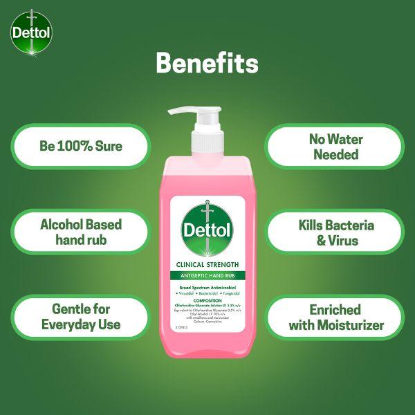 Dettol Clinical Strength Antiseptic Hand Rub Liquid 500 ml - Hand Sanitizer