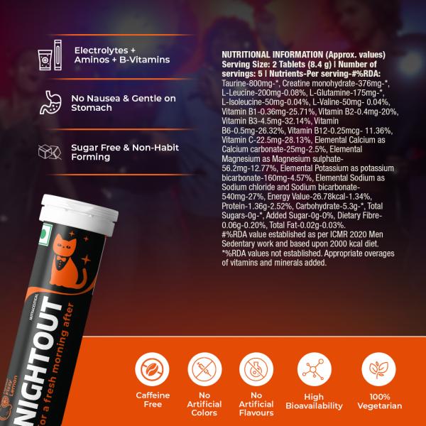 Fast&Up Nightout Tablet - Fizzy Lemon Flavour 10's - Energy Drinks