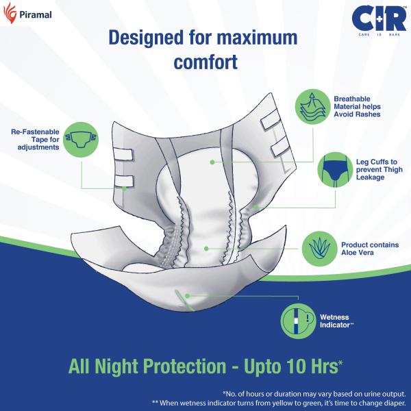 CIR Premium Adult Diapers - Tape (L) 10's - Adult Diapers & Pads