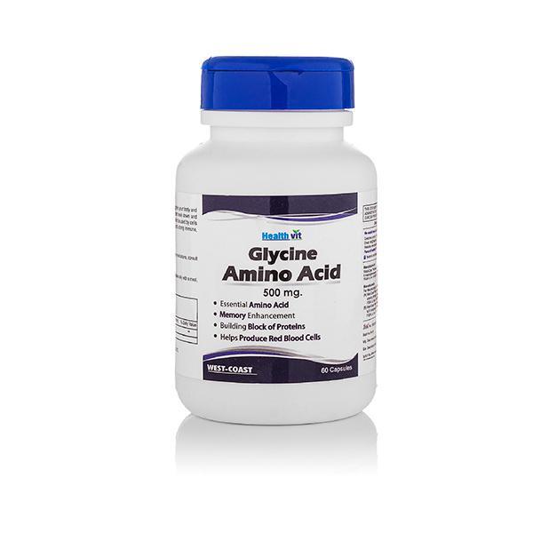 Netmeds | HealthVit Glycine Amino Acid 500 mg Capsules 60's