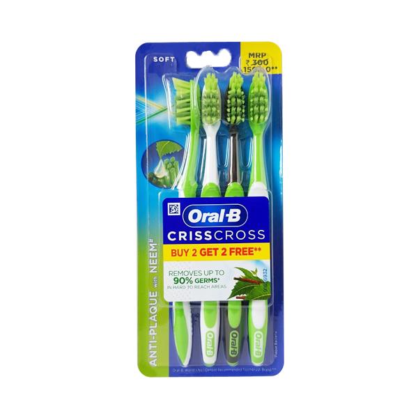 Oral-B CrissCross Anti-Plaque with Neem Toothbrush - Soft (Buy 2 Get 2 Free) - Toothbrushes