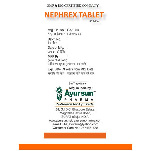 Ayursun Nephrex Tablet 60's - Health Products