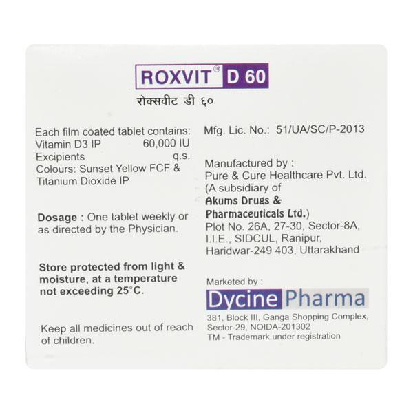 ROXVIT D 60k Tablet 4's - Supplements-Vit