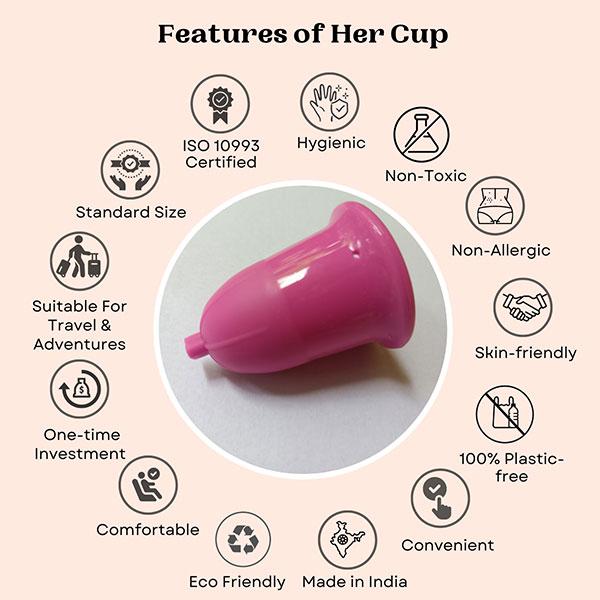 Goli Soda Her Cup Reusable Menstrual Cup for Women - Fushia 1's - Menstrual Cups