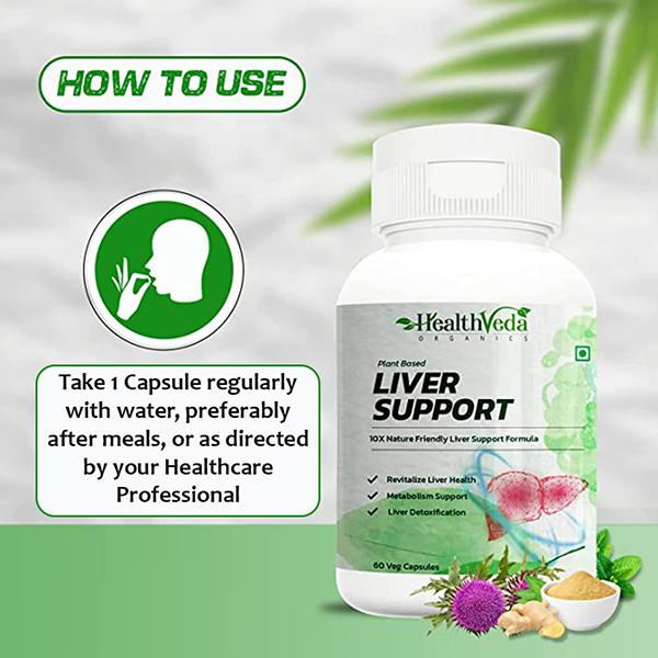 Health Veda Plant Based Liver Support Veg Capsule 60's - Herbal Dietary Supplement